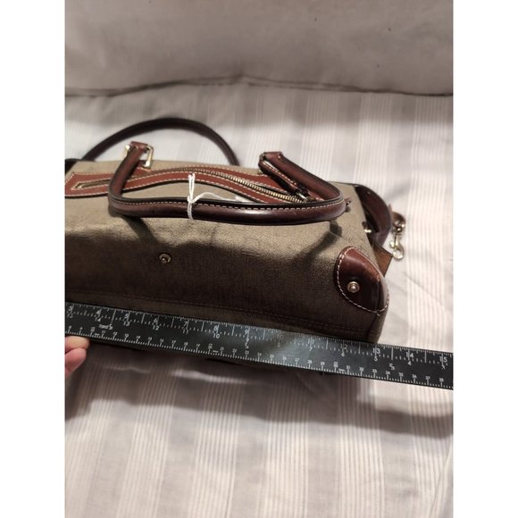 Dooney & Bourke Signature Beige Brown Double Lock Pocket Medium Satchel Bag - Picture 12 of 13